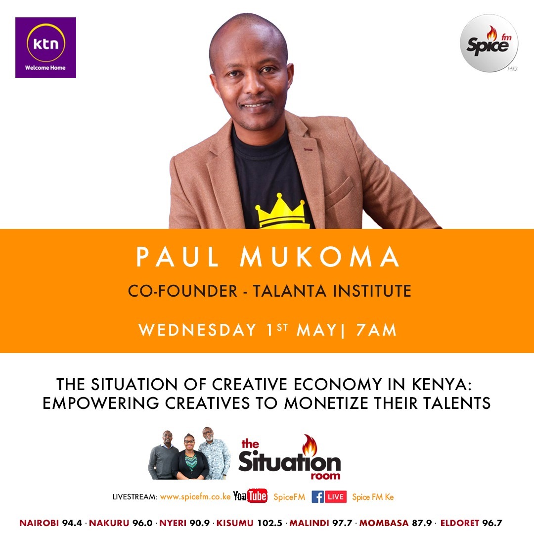 Join us for an insightful event at Spice FM featuring Paul Mukoma, Co-Founder of Talanta Institute, as he discusses 'The Situation of Creative Economy in Kenya: Empowering Creatives to Monetize Their Talents.'
#CreativeEconomy #labourday #talanta #LabourDay2024 #thesituationroom