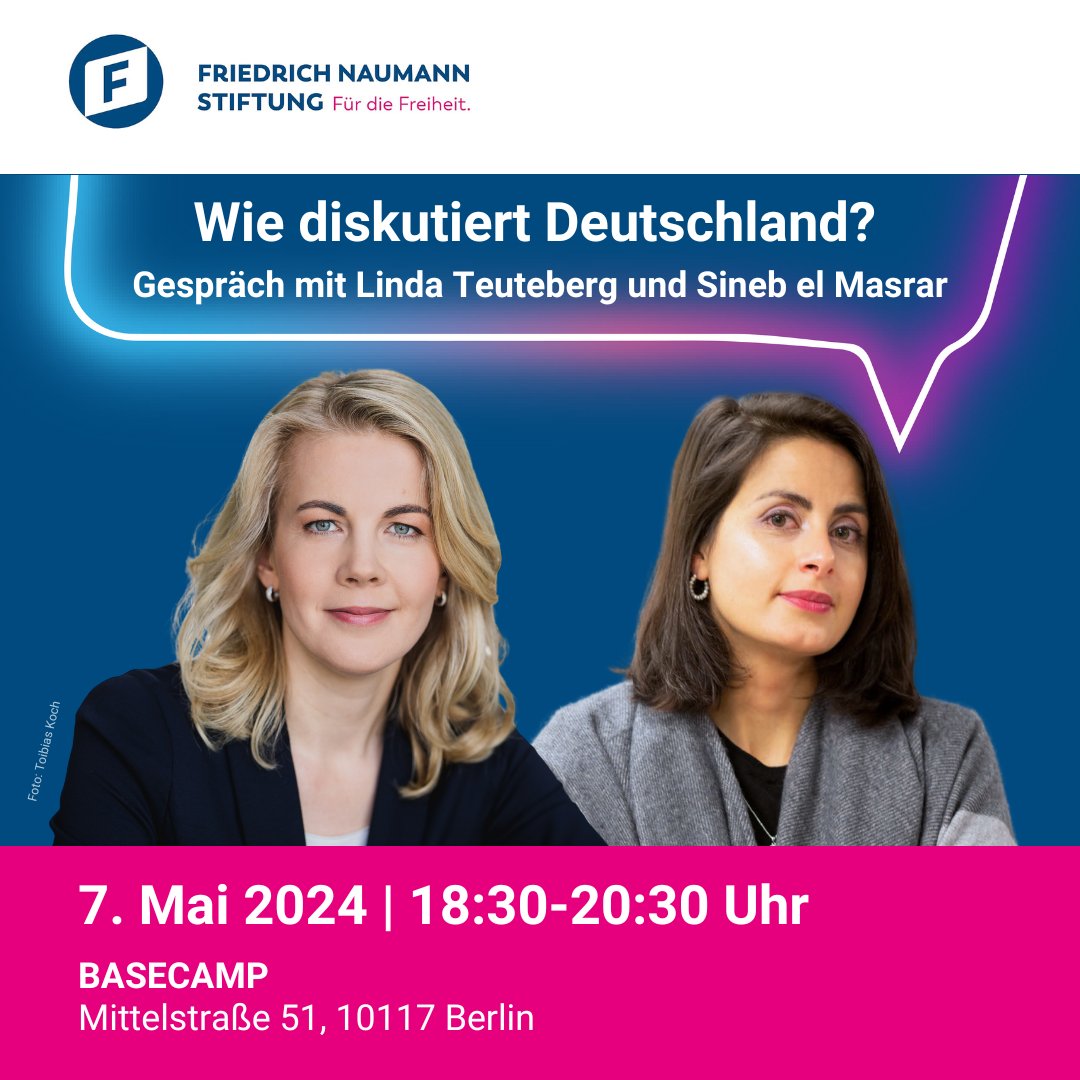 Quadriga (@quadrigaverlag) on Twitter photo Mehr Debatte! Mehr Diskussion! Aber mit Respekt.
Wie steht um die Debattenkultur in Deutschland? Mehr dazu mit <a href="/sineb_el_media/">Sineb_El_Masrar</a> und <a href="/LindaTeuteberg/">Linda Teuteberg</a> beim BASE Camp der <a href="/FNFreiheit/">Friedrich-Naumann-Stiftung für die Freiheit</a> am 7.5. um 18.30 h t.ly/2sv-D Mehr Debatte! Mehr Diskussion! Aber mit Respekt.
Wie steht um die Debattenkultur in Deutschland? Mehr dazu mit <a href="/sineb_el_media/">Sineb_El_Masrar</a> und <a href="/LindaTeuteberg/">Linda Teuteberg</a> beim BASE Camp der <a href="/FNFreiheit/">Friedrich-Naumann-Stiftung für die Freiheit</a> am 7.5. um 18.30 h t.ly/2sv-D