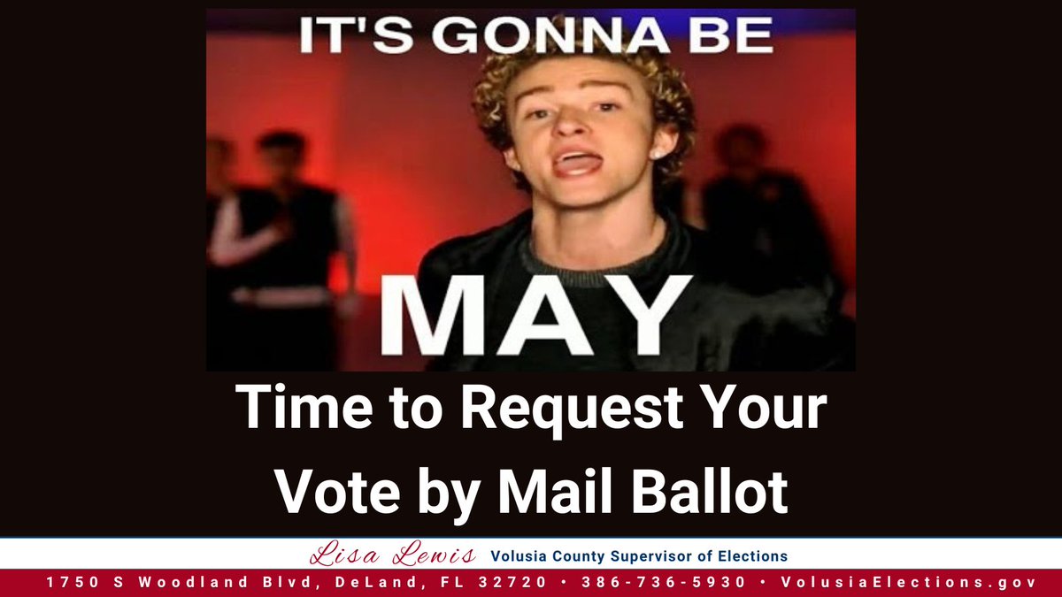 You know what tomorrow is going to be?!?
MAY!

That means vote by mail ballots for the primary election go out in less than 75 days.

Request yours now at VolusiaElections.gov.

#VolusiaElections #BeElectionReady #Elections2024