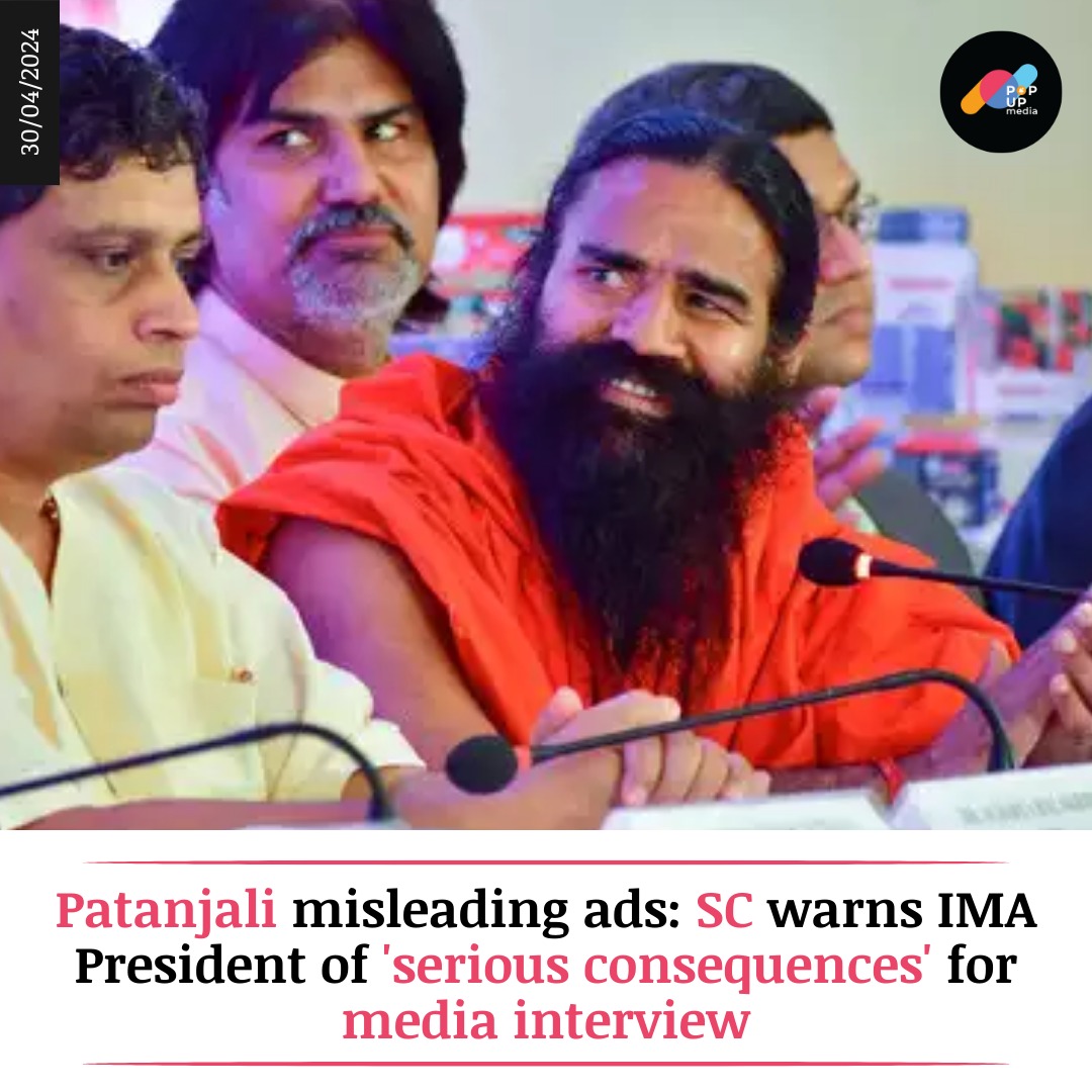 The IMA President, V Asokan, expressed disappointment at the Supreme Court's critique, stating that the court may not have fully considered the context. 
.
.
#BreakingNews‌  #Trending 
.
#popupmedia #Health  #PatanjaliAyurved  #SupremeCourtOfIndia  #BabaRamdev #PatanjaliProducts