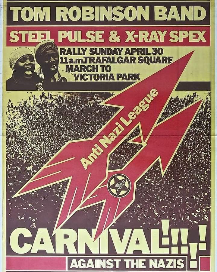 #onthisday in #1978 #rockagainstracism Victoria Park #london #100000people #antifascist #antinazism #fascistpigs
The concert featured #theclash #steelpulse #tomrobinsonband  #xrayspex #jimmypursey #patrikfitzgerald
#punk #punks #punkrock #punklegends #punkhistory
@RockOthers