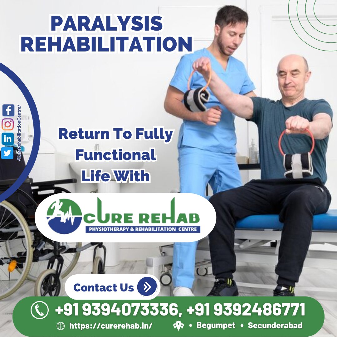 #ParalysisRehabilitation #Hyderabad #Begumpet #Secunderabad #Physiotherapy #RehabilitationCentre #Strength #Independence #Recovery #CureRehab #Healthcare #TherapyGoals #MedicalCare #NeurologicalRecovery #ParalysisAwareness #MuscleStrength #FunctionalMovement #RecoveryJourney
