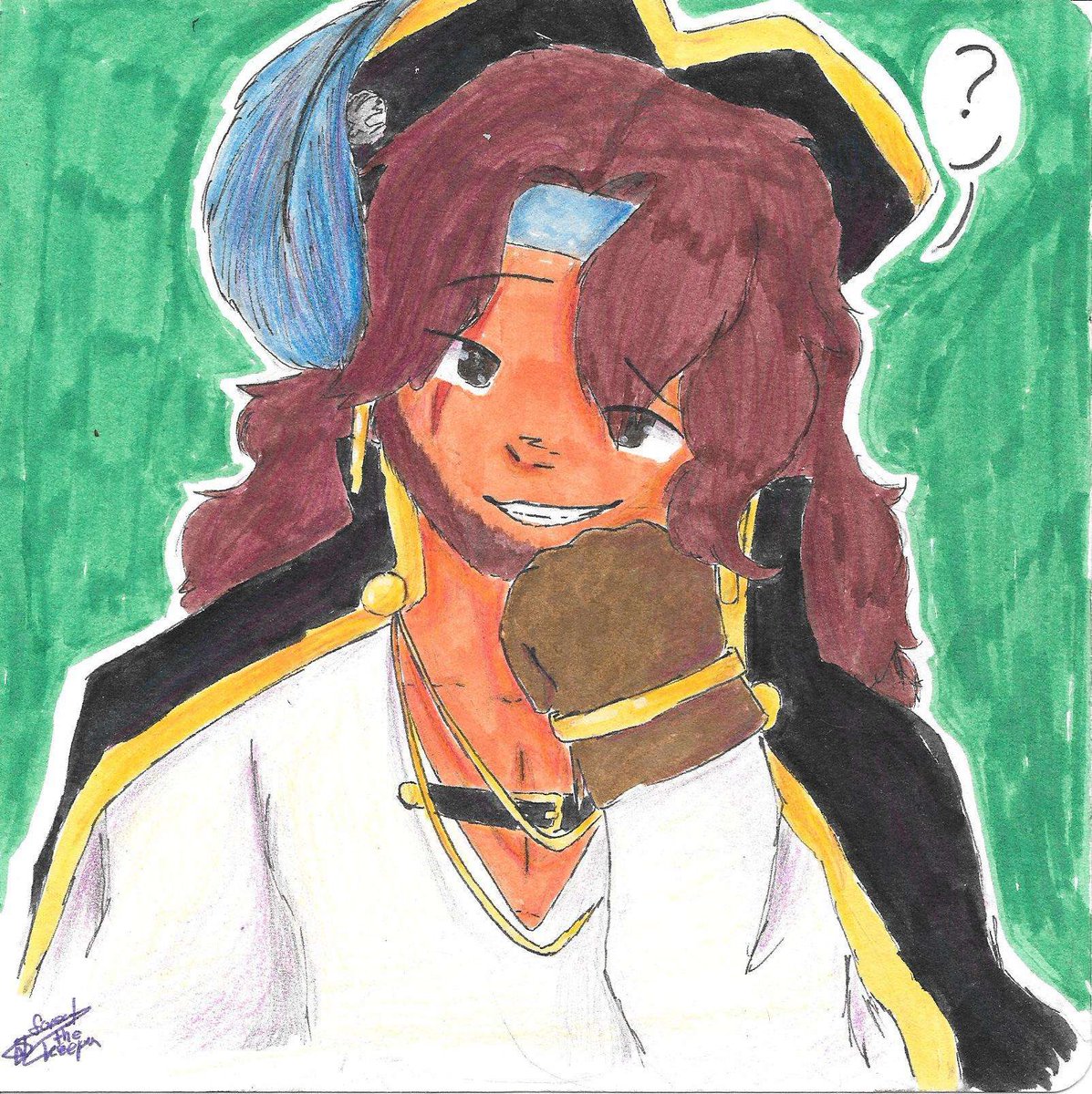 I Fnished the drawing and I’m proud how Sausage turned out #mythicalsausage #mythicalsausagefanart #piratesmp #piratesmpfanart #traditionalart