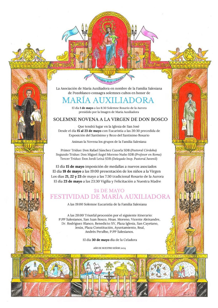 FIESTAS EN HONOR A NUESTRA MADRE AUXILIADORA 2024.

#salesianos #mariaauxiliadora #adma