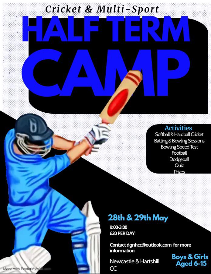 Cricket & Multi-Sport Holiday Camp is back this May half-term! 🏏⚽️

Everyone welcome, ages 6-15 years old.

Please contact us to secure a place or for any further information.