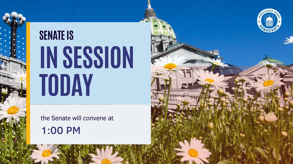 The PA Senate is scheduled to meet at 1pm today. Watch session live at PASenate.com/session.