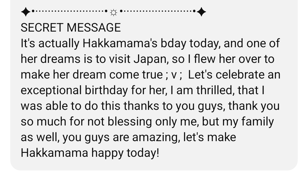 WE ARE ALL IN AGREEMENT THAT WE ARE GONNA BE THERE AT THE STREAM IF WE CAN AND WISH HAKKAMAMA A HAPPY BIRTHDAY YES? YES!