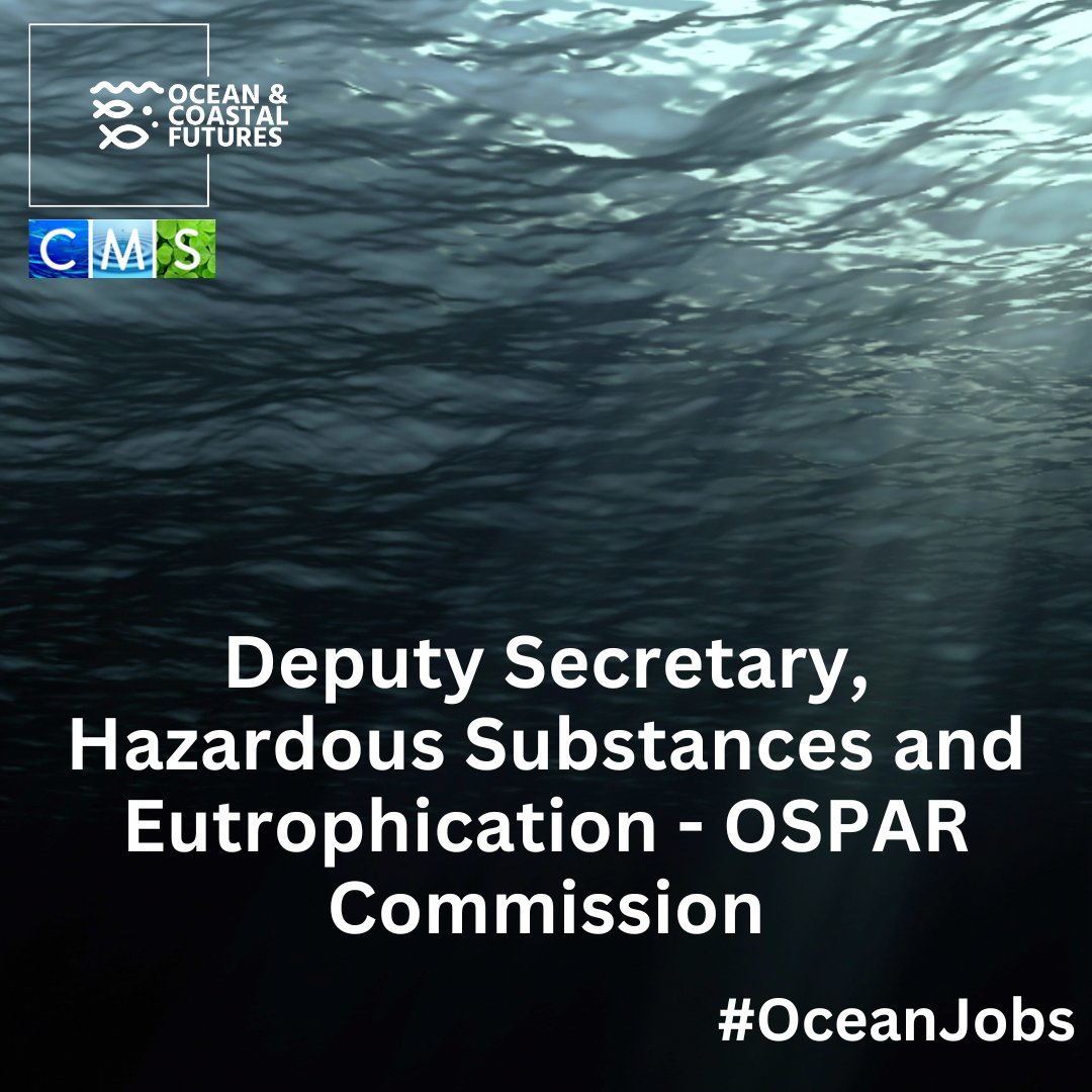 🔔#job: Deputy Secretary, Hazardous Substances and Eutrophication: @osparcomm

▪️Closes: 31 May, Starting date: ASAP
▪️Location: London
▪️Salary: ~£71k
▪️Full details 👉cmscoms.com/?p=39020

🔍Sign up for #OceanJobs emails here 👉 bit.ly/3MiyV7i

#hiring #vacancy