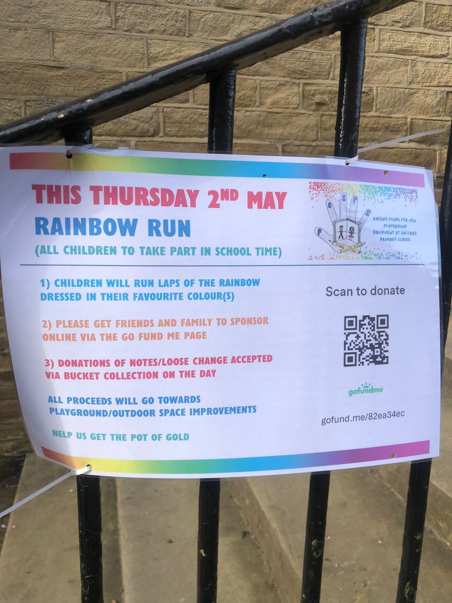 2 sleeps to go until <a href="/spsprimary/">Saltaire Primary</a> sponsored Rainbow Run 🌈

Don’t worry if you are yet to donate, you can scan the QR code on the posters at  school pick up or follow this link bit.ly/3UkDR0v

Remember to inc your messages of support when donating. 

Thank you 🌟