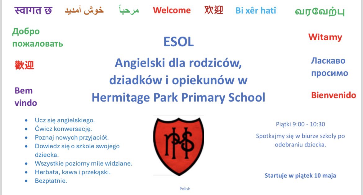 More translated posters for our upcoming ESOL classes at school.