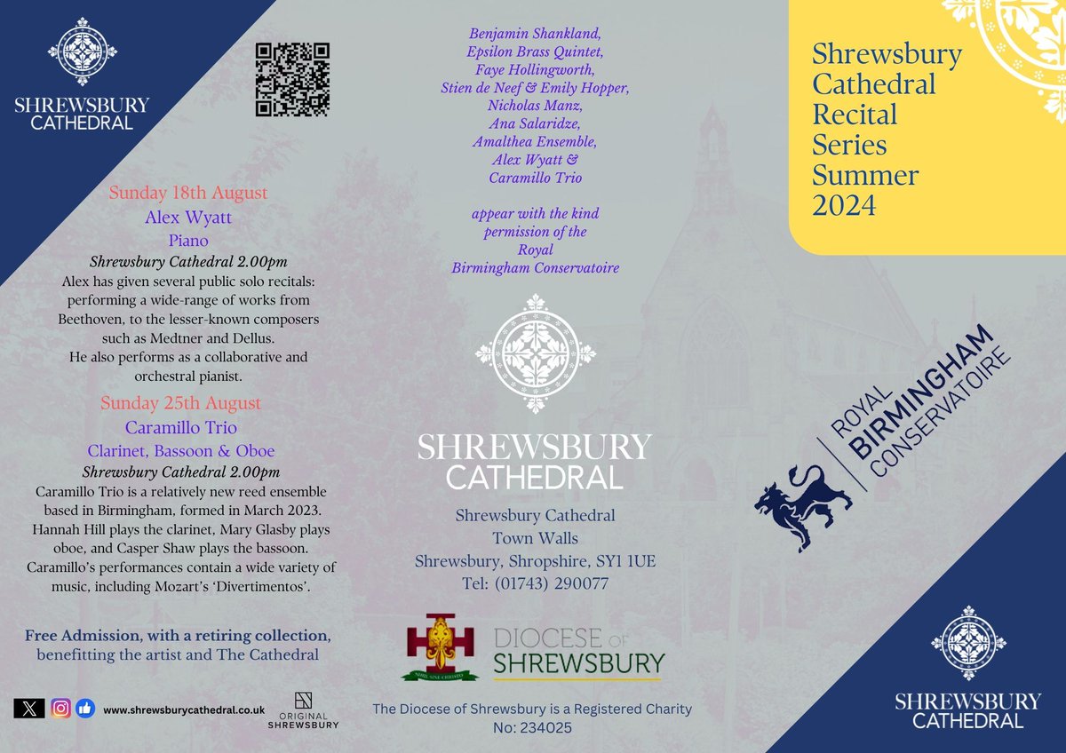 Our summer recital series kicks off this Sunday! 🎶 Join us for 45 minutes of beautiful music featuring the Royal Birmingham Conservatoire and local musicians, 'Quintessential'. Free entry with a retiring collection. #MusicEvent #SummerConcerts