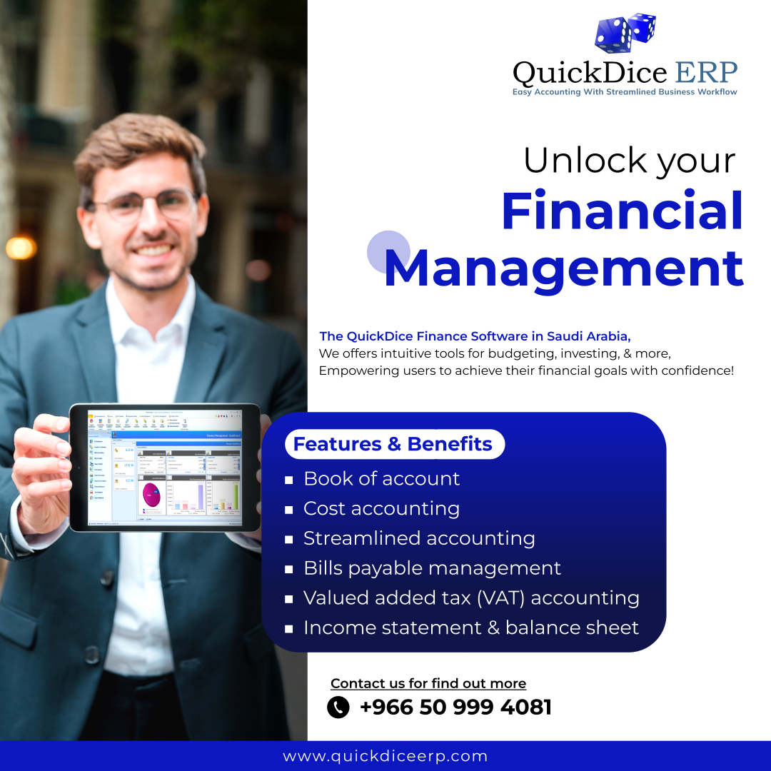 Experience streamlined financial management with QuickDice. Unlock your business's full potential with seamless accounting, insightful reporting & budgeting tools. Try QuickDice ERP today #pulseinfotech #quickdice #quickdiceerp #saudiarabia #ksa

🌐quickdiceerp.com