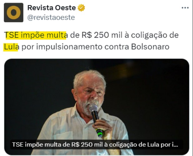 TSE MULTA LULA (MAS BOLSONARO FOI DECLARADO INELEGÍVEL) 🤔

Revelações do Twitter Files Brasil mostram como o judiciário foi – e continua sendo – utilizado para calar opositores do petismo. 

Políticos e páginas que acusaram CORRETAMENTE o Lula de ser amigo de ditadores e