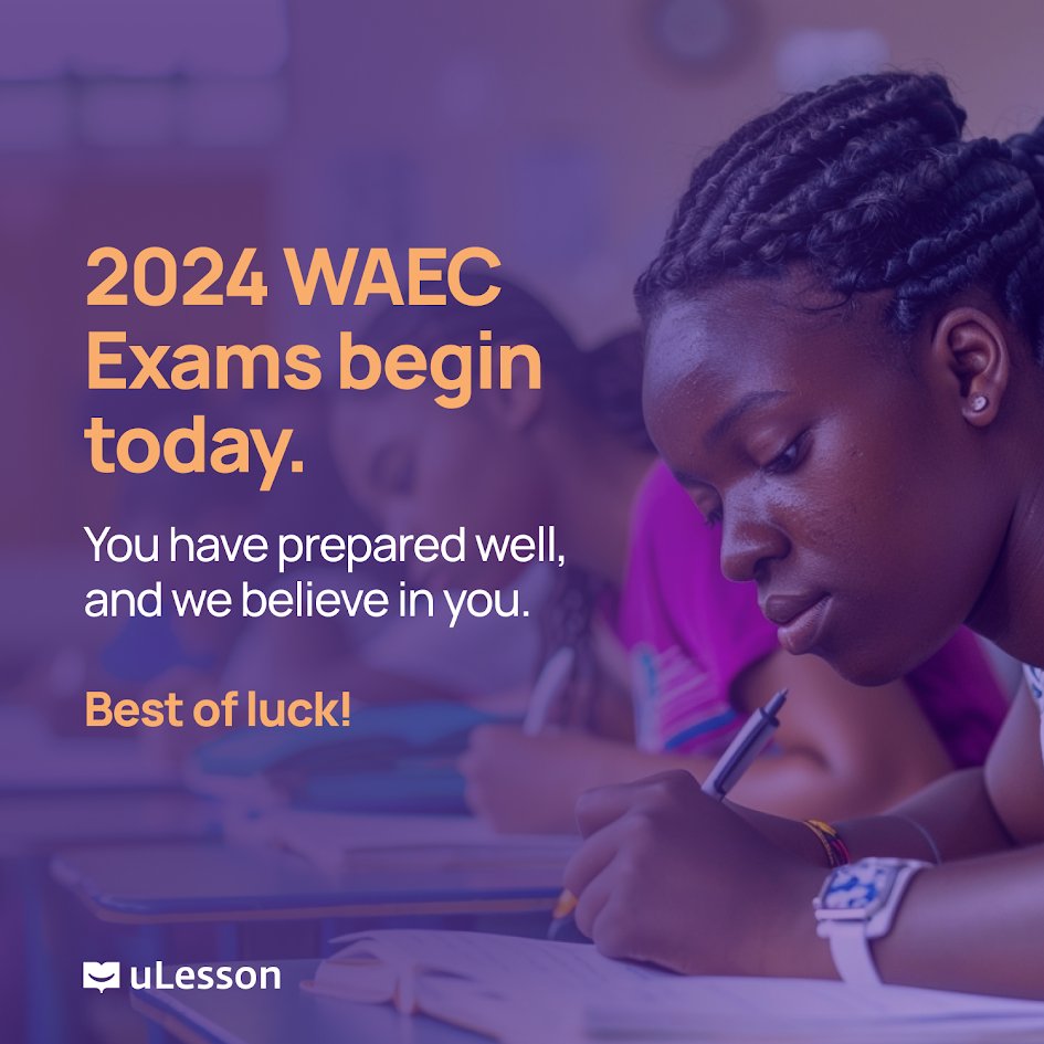uLesson wishes all students writing WAEC Exams the very best! Your hard work and dedication will shine through. Believe in yourselves, stay focused, and ace those exams! 💪📚 #uLesson #LoveLearning #WAEC #WAEC2024 #Exams