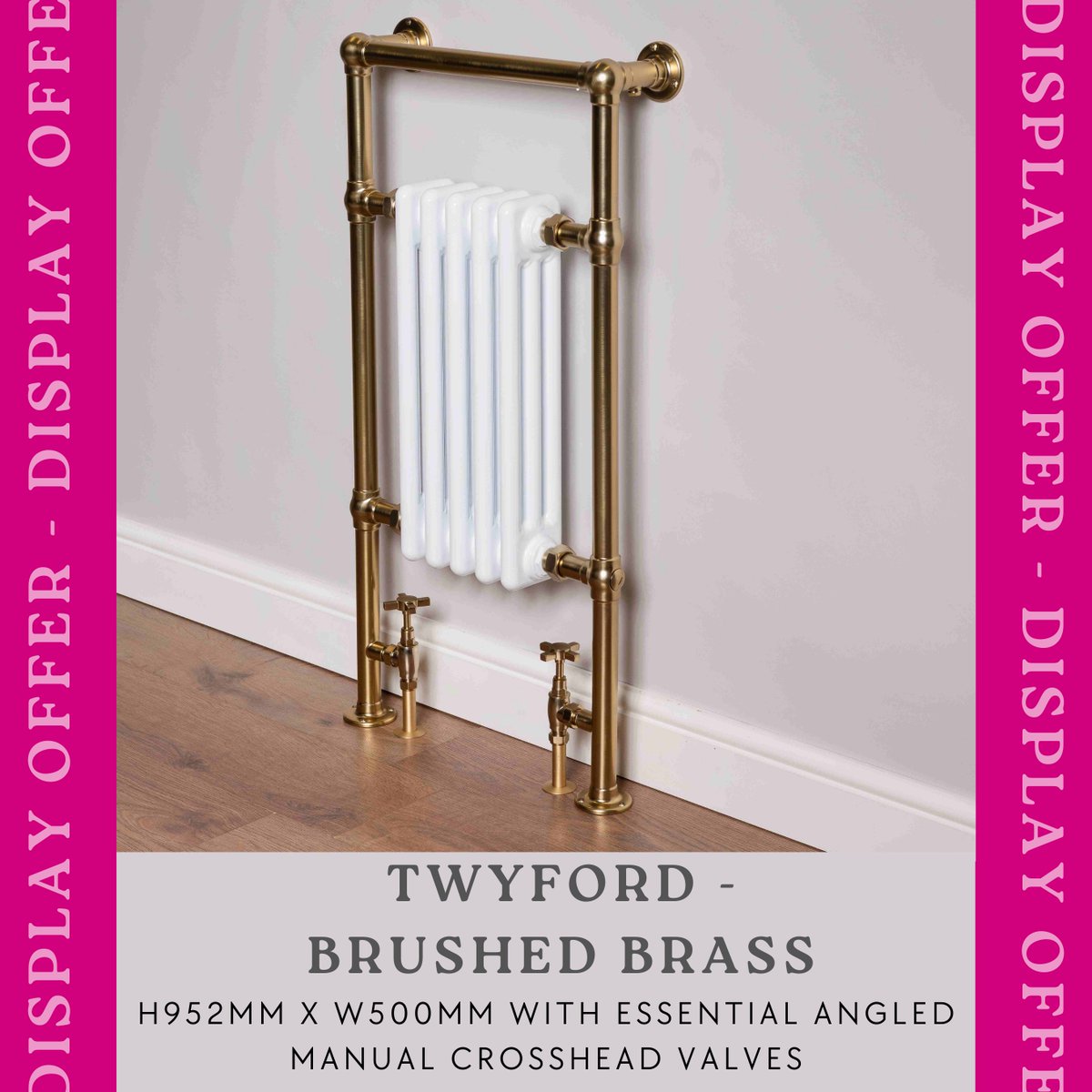 // SPECIAL OFFER //

To promote our new Brushed Brass finishes across our Trade products, we are offering the Kylo, Hungerford and Twyford with matching valves at a fantastically discounted price!

Get in touch today at sales@dqheating.com