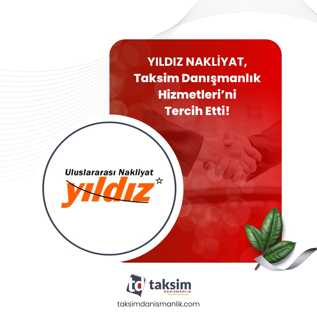 Yıldız Nakliyat, Taksim Danışmanlık Hizmetlerini Tercih Etti! ✅

İşletmenizin markalaşma ve kurumsallaşma hedeflerini desteklemek, kalite standartlarınızı yükseltmek ve sürdürülebilirlik alanında başarı sağlamak için Taksim Danışmanlık Hizmetleri olarak her zaman yanınızdayız.