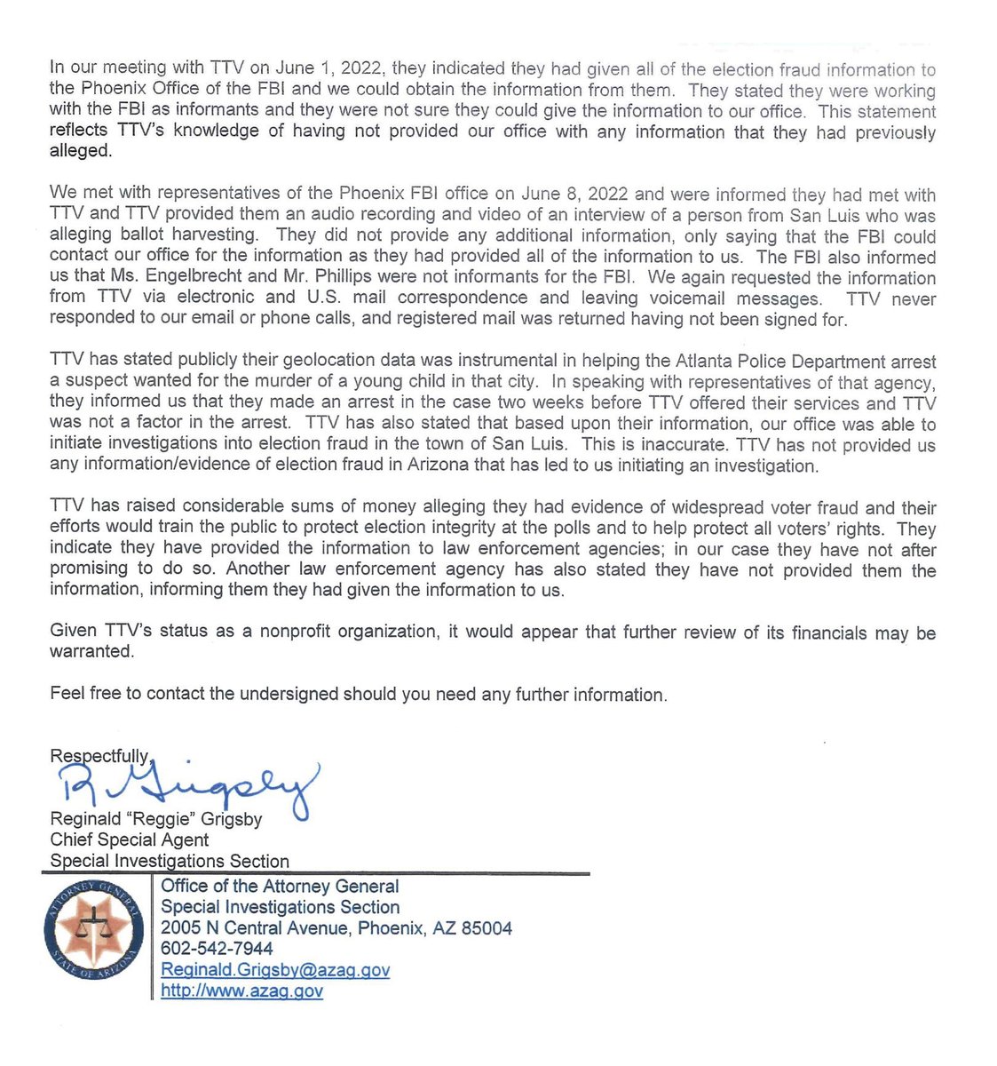 🔍 Despite repeated requests from Arizona's Attorney General Criminal Division, @TrueTheVote failed to provide any evidence backing their 'ballot stuffing' allegations. In Oct 2020, this lack of proof raised serious doubts about True The Vote's lack credibility.