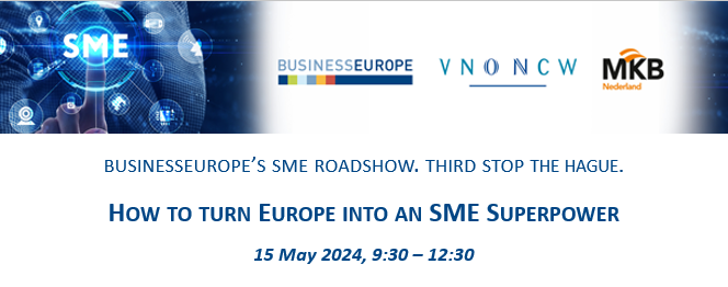 🤔 Interested in learning “How to turn Europe into an SME superpower”? Join our in-person SME Roadshow in The Hague on 15 May – together with European and national institutions, SMEs and entrepreneurs from across Europe. 📍 Don't miss out - register here by 8 May 👉
