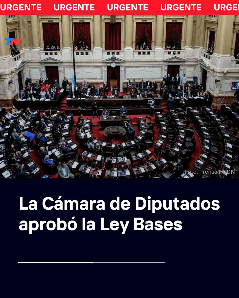 todonoticias's tweet photo. Con 142 votos afirmativos, 106 negativos y 5 abstenciones se aprobó en general la Ley Bases tras más de 18 horas de debate. Ahora en el recinto se definen los aspectos en particular, en los que hay diferencias por la delegación de facultades, privatizaciones, incentivo a las inversiones y Ganancias.
https://t.co/oLKUB4Kclp
