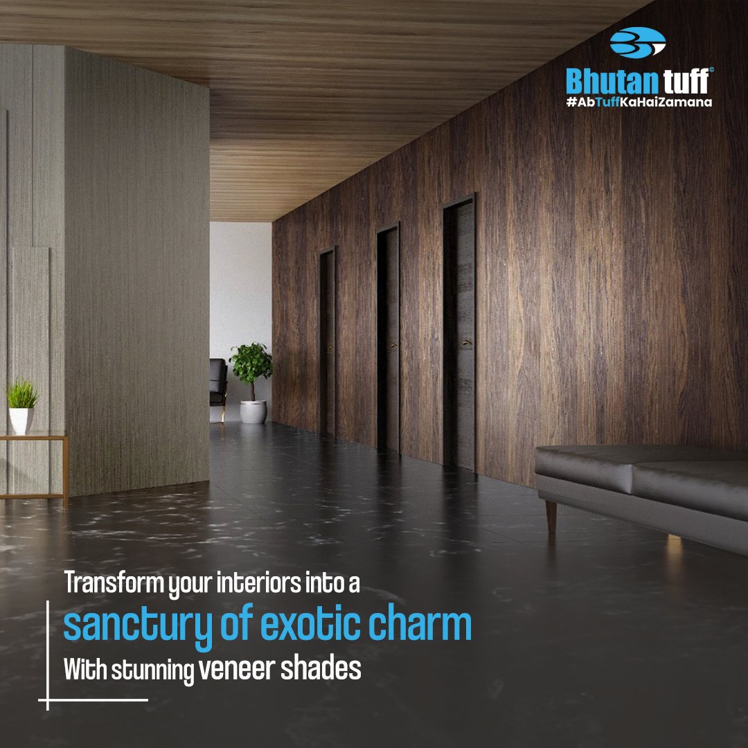 Experience the transformative power of Bhutan Tuff's exquisite veneer shades as they turn ordinary interiors into sanctuaries of exotic charm, elevating spaces with unparalleled beauty and sophistication.
#abtuffkahaizamana #tuffply #plywoodcompany #veneers #beautify