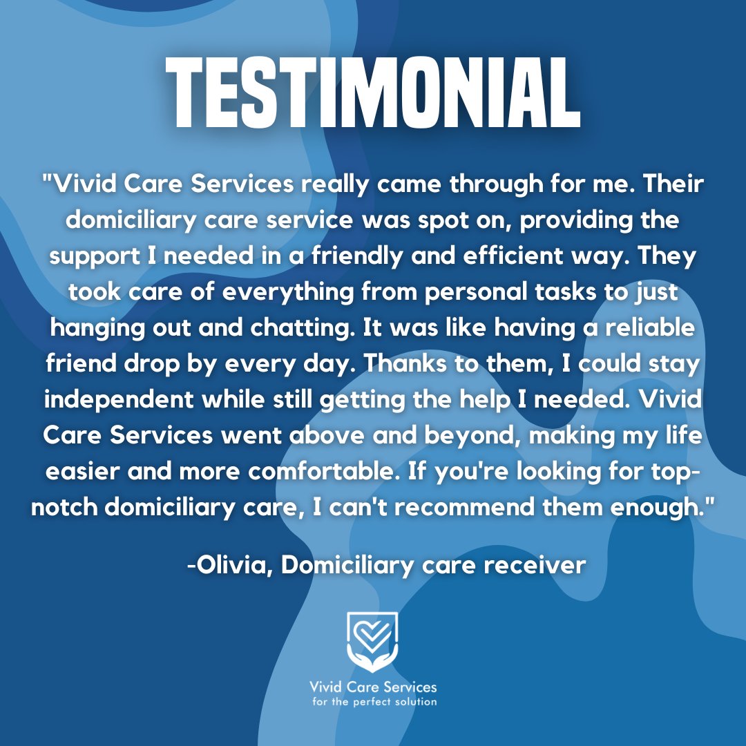Our domiciliary care is more than just physical care, it's about being there for people when they need us whenever that may be and for whatever reason. 🫶

#domiciliarycare #healthcare #vividcareservices #testimonial #review