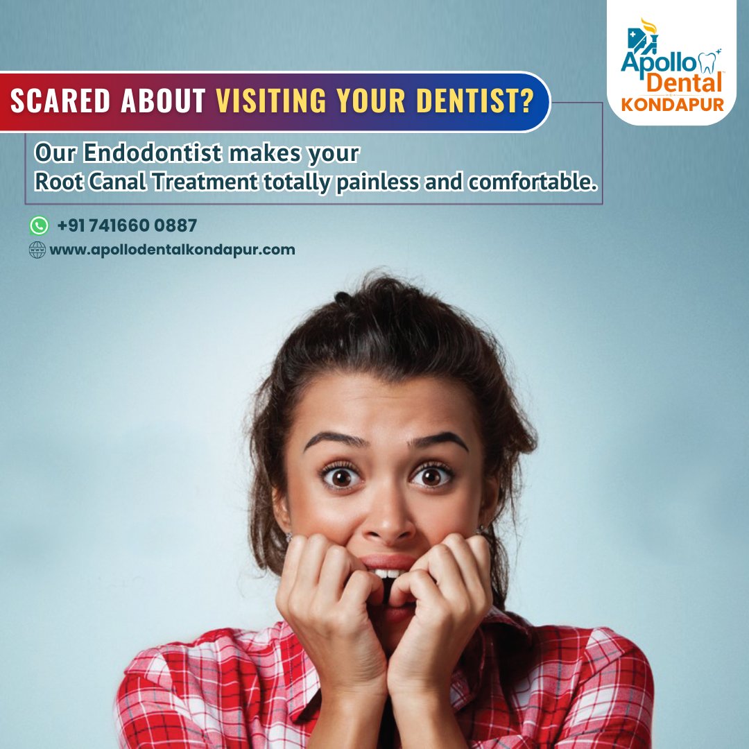 Afraid of Dental Appointments?

Experience stress-free root canal treatments with us!

📞 +91 741660 0887
🌐 apollodentalkondapur.com

#DentalFear #PainlessRootCanal #ComfortableDentistry #FearlessSmiles #HealthyTeeth #RootCanalTherapy #DentalCare #DentalHealth #NoMorePain