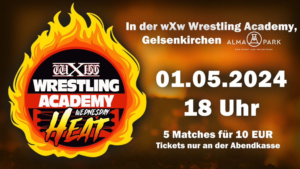 Morgen: HEAT in der wXw Wrestling Academy! Ein bundesweiter Feiertag an einem Mittwoch - Das ist die Chance für alle, die etwas weiter weg wohnen, einen entspannten Ausflug nach Gelsenkirchen in die wXw Wrestling Academy zu unternehmen. Wir bereiten eine Überraschungs-Card mit