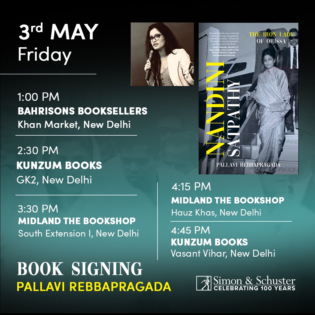 #MeetTheAuthor 

@r_pallavi_, the author of 'Nandini Satpathy: The Iron Lady of Orissa', will be visiting the above bookstores to sign her books on 3rd May! Mark your calendar!

@Bahrisons_books
@kunzum
@midlandbook
@midlandsouthex

#booksigning #bookstorevisit #bookstoresigning…