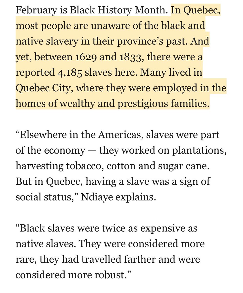 @jonkay @Quillette Did you cover the slave trade in Quebec? 

#AntiBlackRacism #Indigenous #CdnPoli #Slavery #PolQC