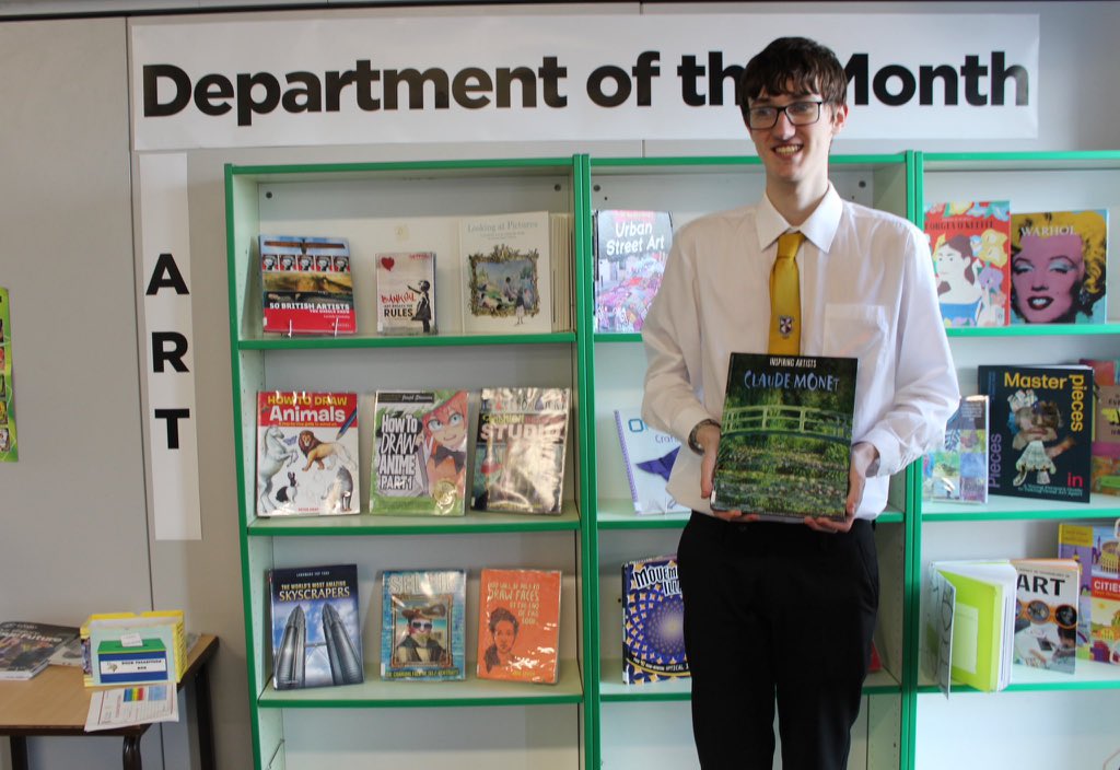 Each month we feature a different department in the school library. This month, we are celebrating the Art department #Wythenshawe #belongbelieveachieve