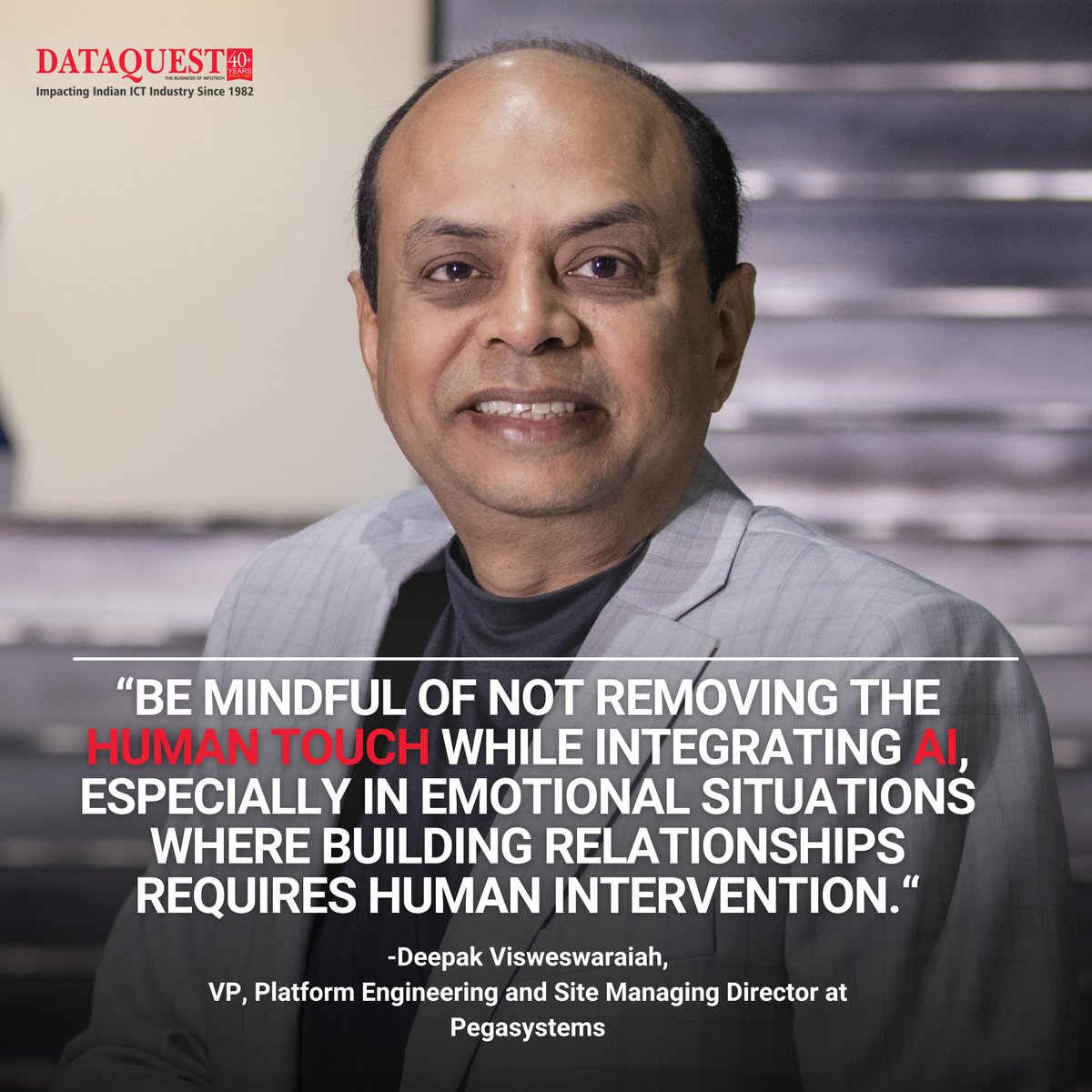 According to Deepak Visweswaraiah, VP at Pegasystems, Indian companies must be mindful of not removing the human touch when integrating AI, especially in emotional situations where building relationships requires human empathy. 

#AIIntegration #HumanTouch #EmotionalIntelligence