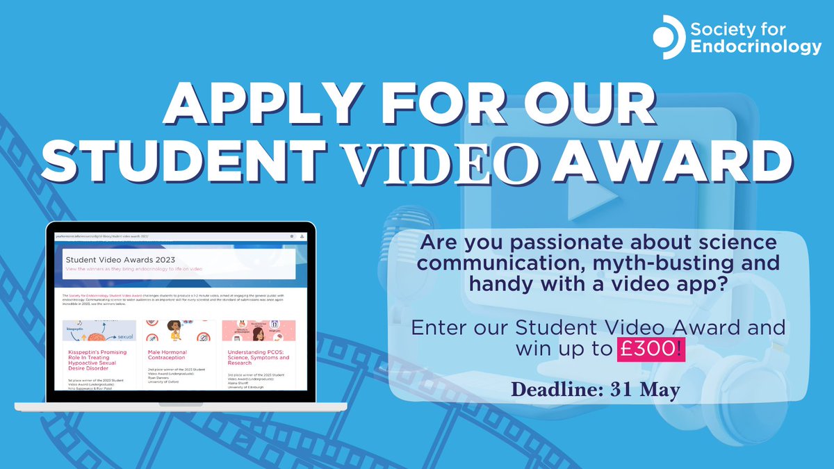 Do you have passionate students with an interest in science communication? Inspire them to submit a video for our 2024 Student Video Award! The submission deadline is 31 May, discover more about the award: ow.ly/bcre50RbfOB @Your_Hormones @youngdiabendo