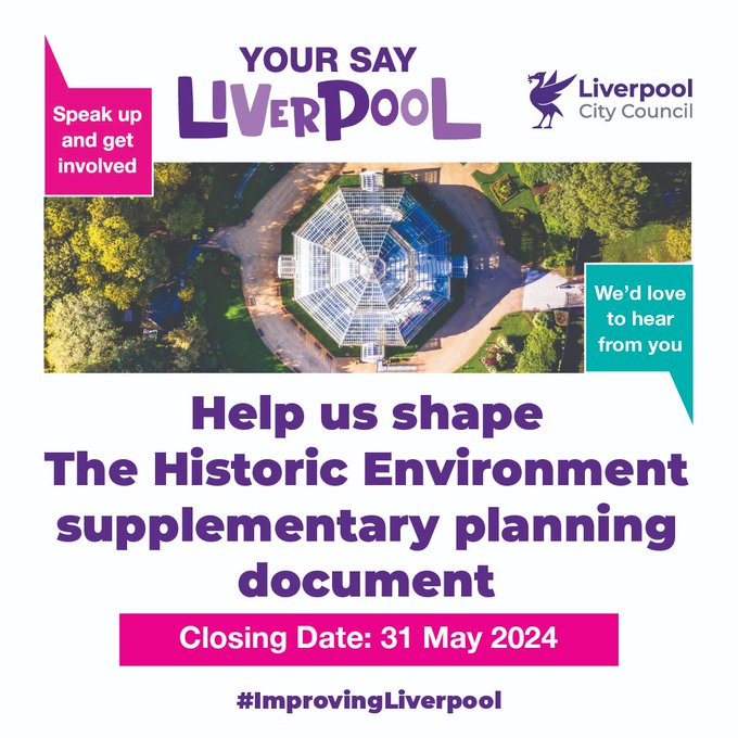 Love #Liverpool's heritage?      

Good, we want to hear from you!       

We're drafting a Historic Environment plan which will provide detailed guidance & advice for works affecting the city's heritage assets.     

#HaveYourSay at t.ly/u7ojC

#ImprovingLiverpool