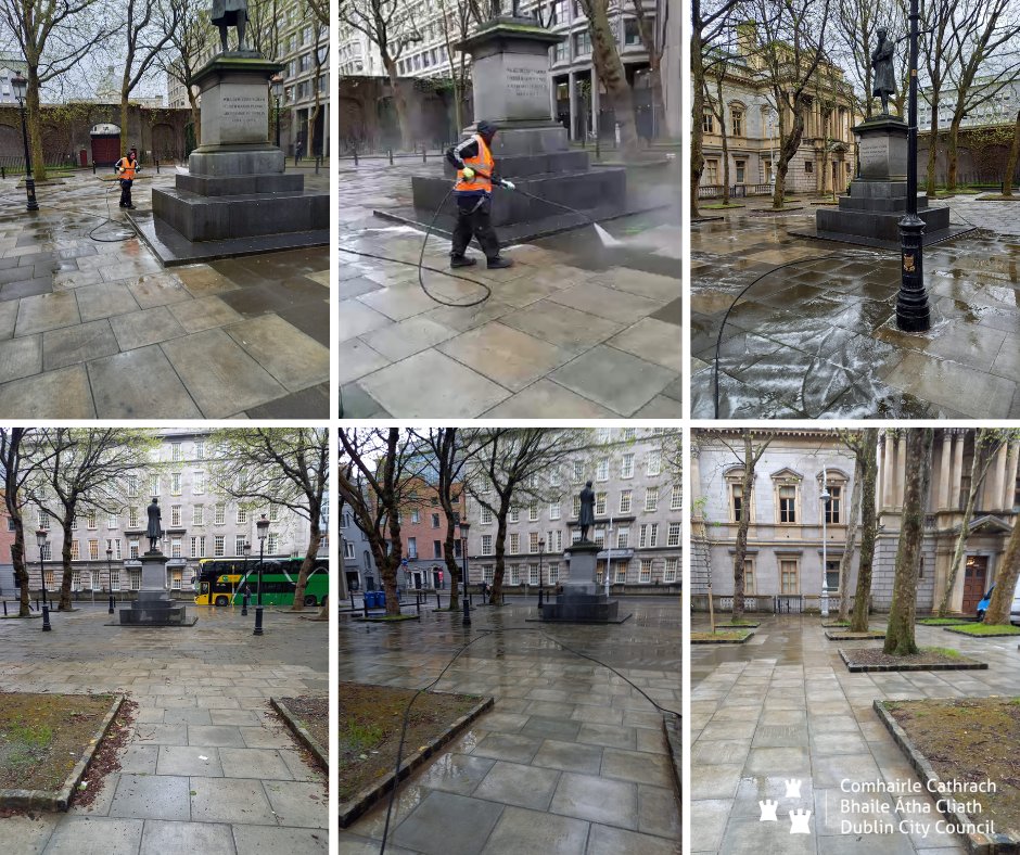 Kildare Street is looking pristine after a deep clean was carried out this morning, operated by our NCOD 6 a.m. #wastemanagement wash crew. Thanks Martin & team. #YourCouncil #keepdublinbeautiful