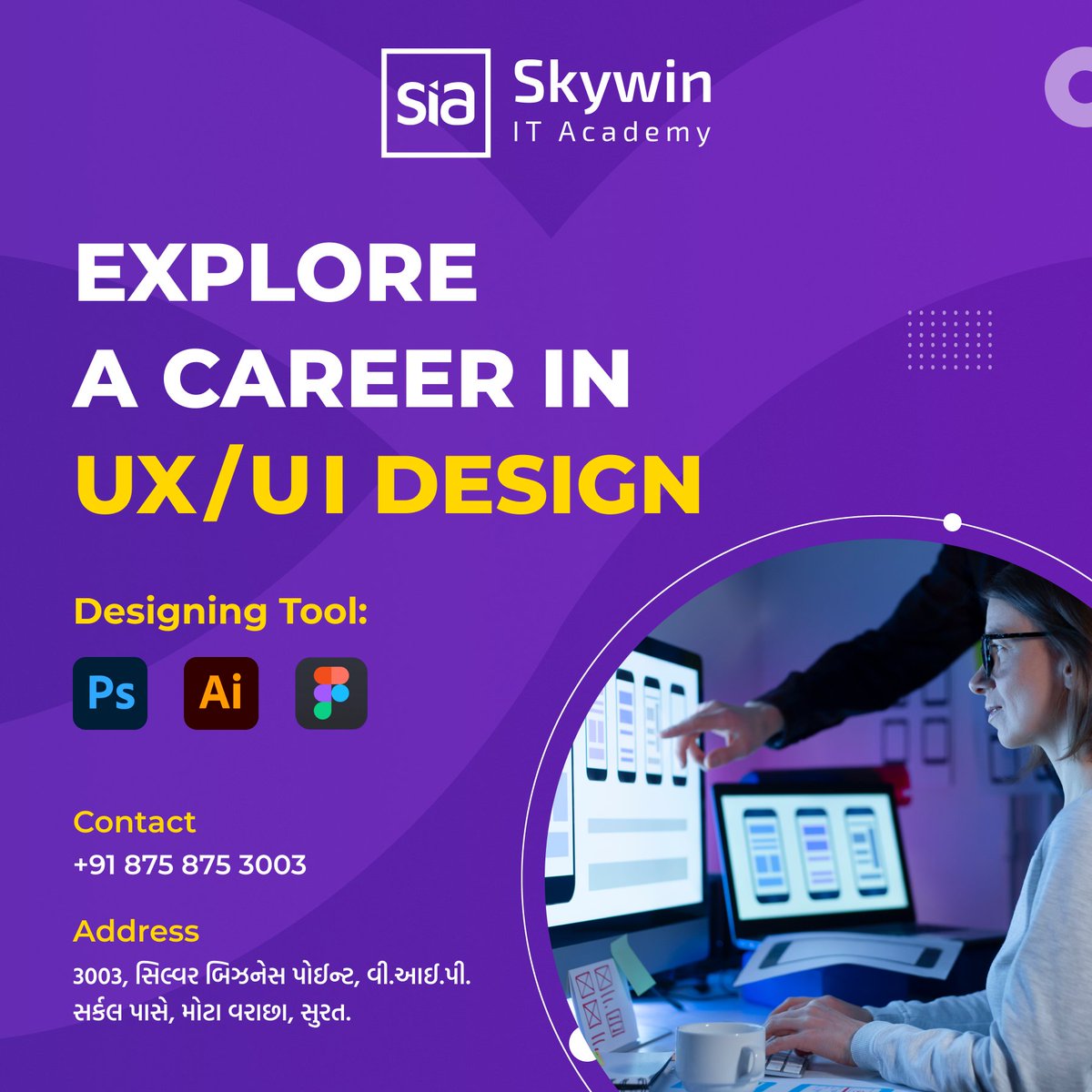 Unlock your potential in UI/UX design!
Explore the realm of creativity using professional-grade software such as Photoshop, Illustrator, and Figma.
Let your imagination flow and design the future!
#photoshop #illustrator #figma #skywinITacademy #itcourse #itacademy #itinstitute