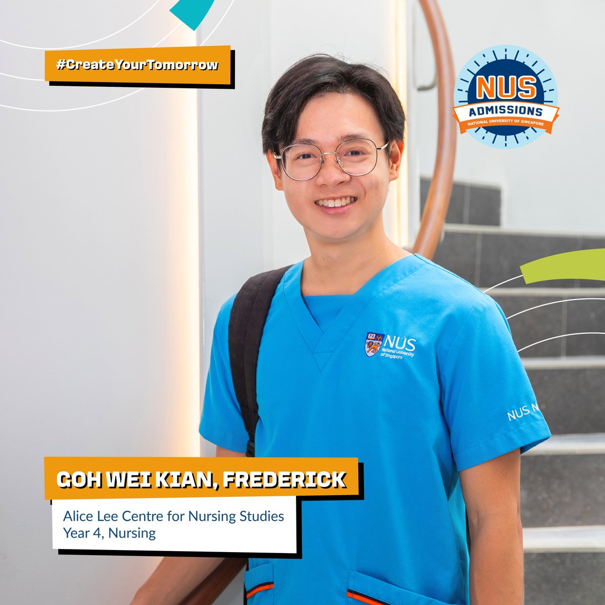 NUSadmissions's tweet photo. Meet Frederick, a passionate fourth-year nursing student at NUS who has thrived through enriching experiences globally and locally.
You too, can #CreateYourTomorrow. Tap on the link to accept your NUS offer: https://t.co/Dzp5JbiL9i https://t.co/KTrKl48Tu0