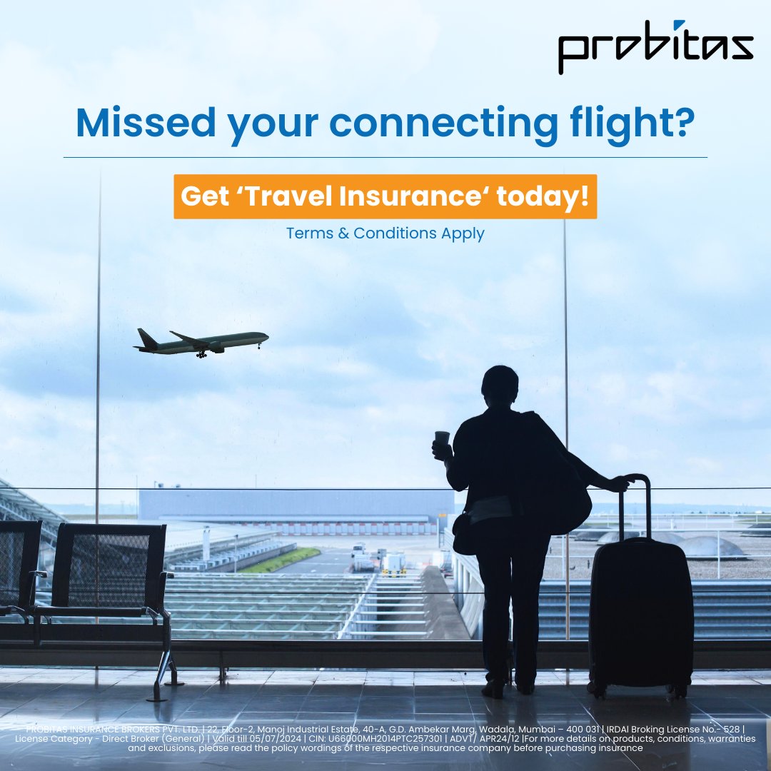 Stay on track with travel insurance. Missed connecting flights won't derail your journey when you're covered. Travel confidently, knowing you're protected!✈️✅ 
*Terms & Conditions Apply*
#probitas #probitasinsurance #insurancecompany #insurance #insurancebroker #travelinsurance