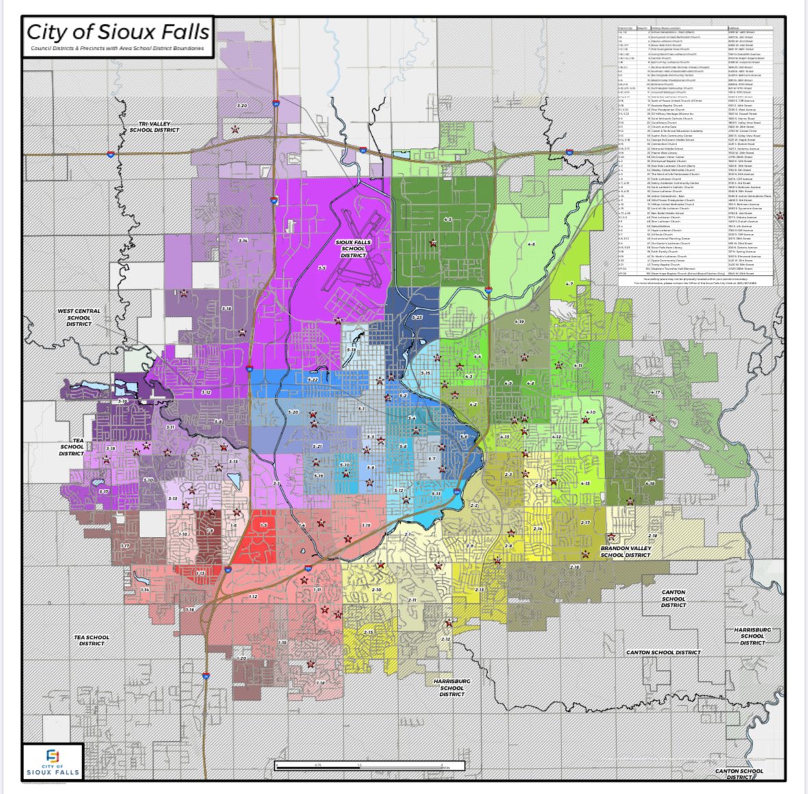 There’s a city council election today in Sioux Falls. Here’s where you can vote! 👇 Precinct map: siouxfalls.gov/files/assets/p…