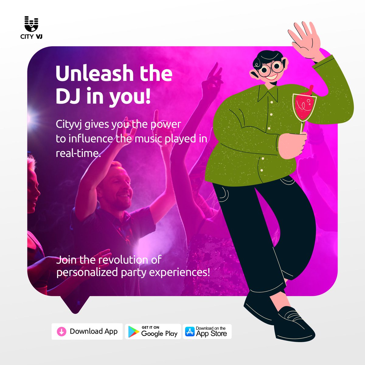 Do you ever think to yourself on your way back from a party or event, 'I think I could be a DJ too or I wish the DJ played my favourite songs the crowd would have enjoyed it'
Enough thinking and wishing, here's your chance👉 visit cityvj.com

#newapp #productrelease