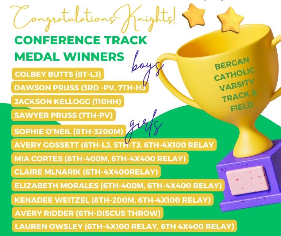 Conference track meet medal winners