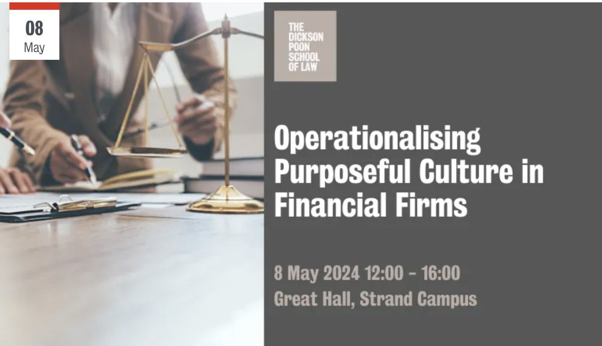 Join the discourse as we demystify the practical workings of purposeful culture in financial firms, and draw insights from interviews and industry experiences as part of a research project supported by the @BritishAcademy_ Leverhulme grant. Register ⬇️ kcl.ac.uk/events/operati…