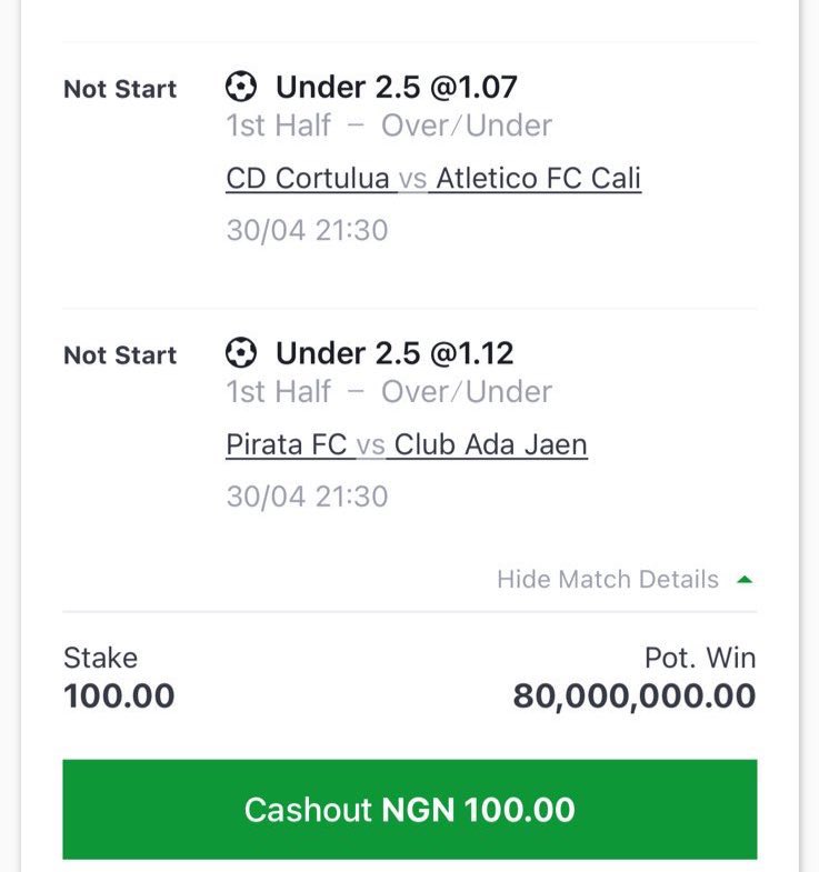 1st half under 2.5 goals On Sportybet Win 80M Processing….

Code is Ready Who is Ready?
Signify if you are ready & Like this post❤️