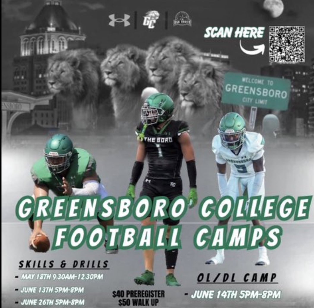 REMINDER, CAMPS are getting closer and closer . Do not miss an opportunity to show your skills this summer on Pride Field, working directly with our staff. Make sure to fill out the link and lock in your spot!🦁 …rocollegefootballcamps.totalcamps.com/shop/EVENT #BackTheBoro x #BringTheJuice
