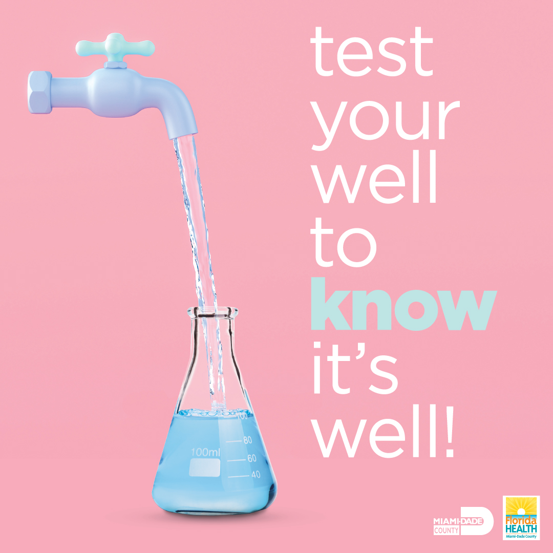 DERM and the Florida Dept. of Health urge you to test your private well yearly! You'll be able to detect pollutants that may harm your family & ultimately end up in the public water supply, the #BiscayneAquifer. More details ➡ spr.ly/6012jE4wQ @HealthyFla @MiamiDadeCounty