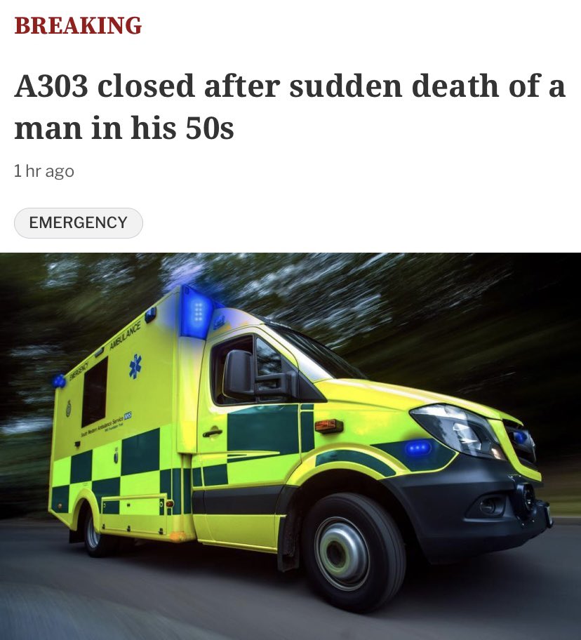 A man in his 50s has died suddenly on the A303.

The road was closed for approximately an hour this morning while emergency services handled the incident. 
Wiltshire Police told the Journal: 'There are not thought to be any suspicious circumstances and our thoughts are with his…