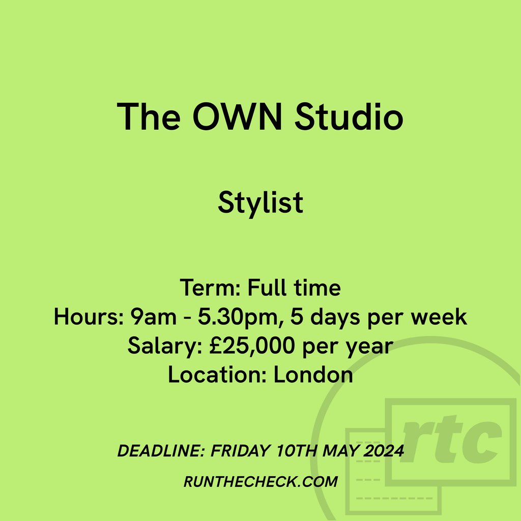 The OWN Studio, Stylist 👗 Apply ↓ runthecheck.com/the-own-studio…