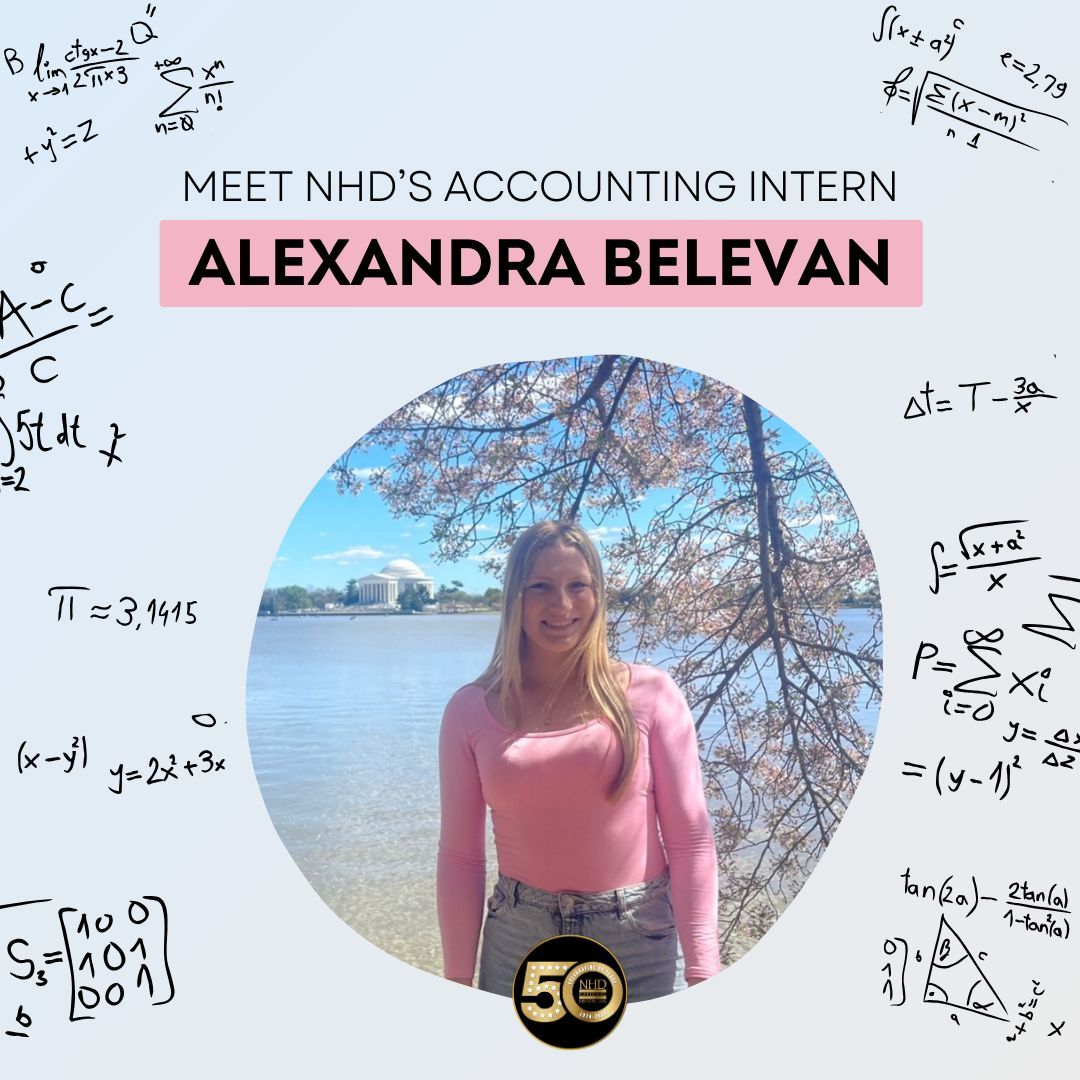 Meet NHD's Accounting Intern, Alexandra Belevan! An undergraduate student in accounting at the University of Maryland, College Park, Alex is assisting our Finance Director with billing, payments, & finance management during the National Contest season. Welcome to the team, Alex!