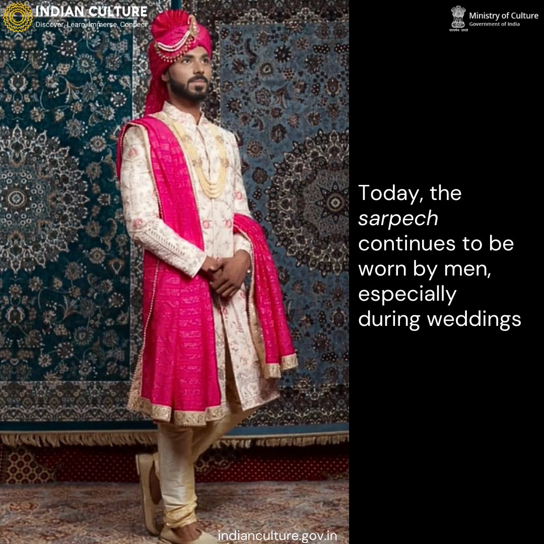 The turban is an important part of Indian attire that is adorned with the sarpech, an elaborate ornament. Read about the history of accessories on the Indian Culture portal at indianculture.gov.in/timeless-trend… #sarpech #turban #turbanornament #indianjewellery #traditionaljewellery