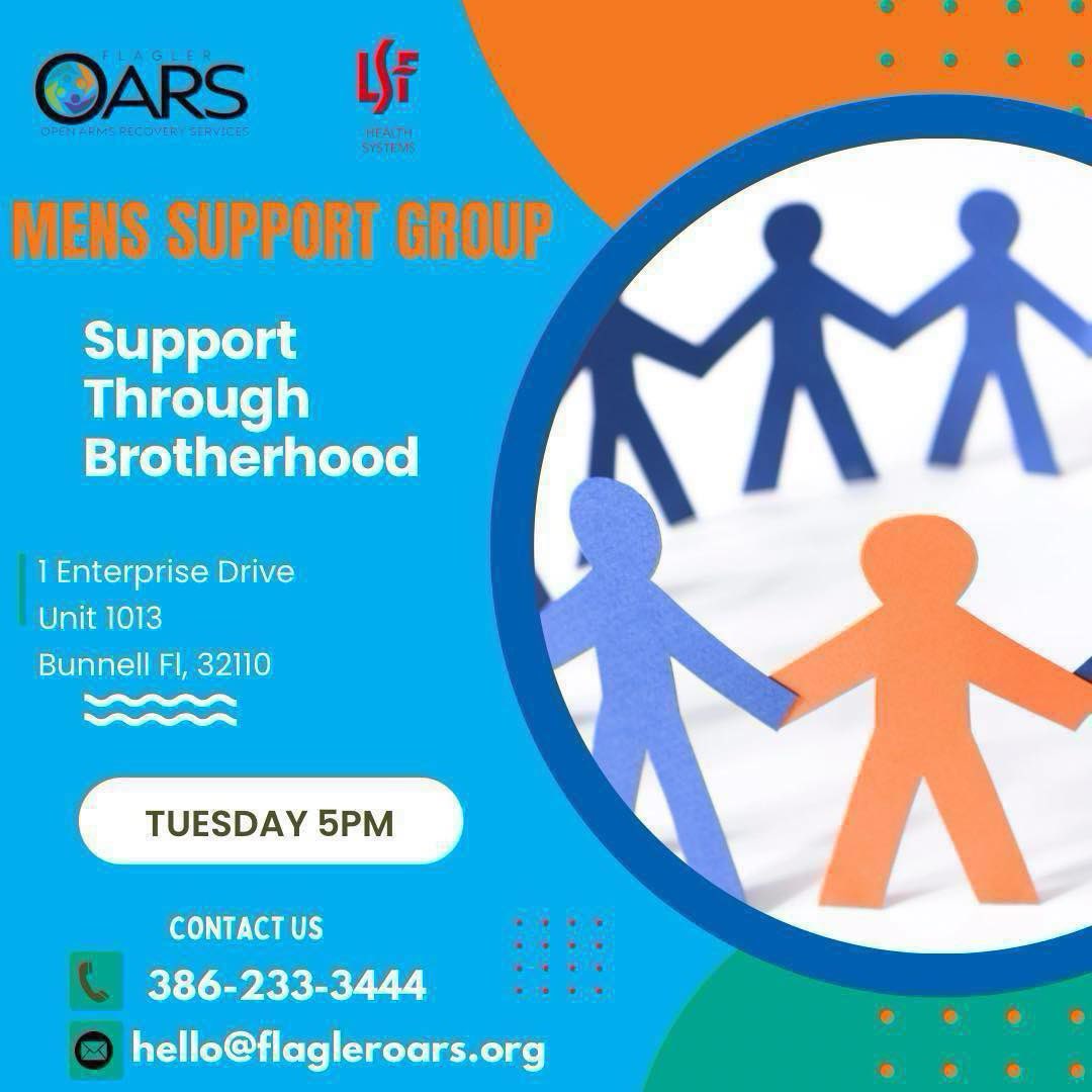 🤝Men’s Support Group: Every Tuesday Night at 5PM Join us at 1 Enterprise Drive, Unit 1013, Bunnell Fl, 32110. Join us and bring a friend! 🙌 flagleroars.org #flagleraors #peersupport #menhelpingmen #community #palmcoastflorida #flaglerbeach #flaglercounty #bunnellfl