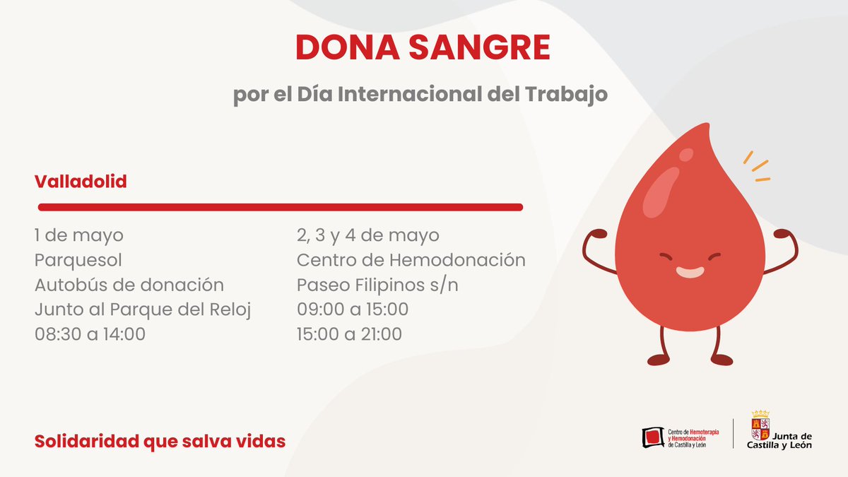 Nos sumamos a un objetivo importante. 
Te animamos a que dones sangre.🩸
#DonaSangre #SalvarVidas
Dona Sangre CyL